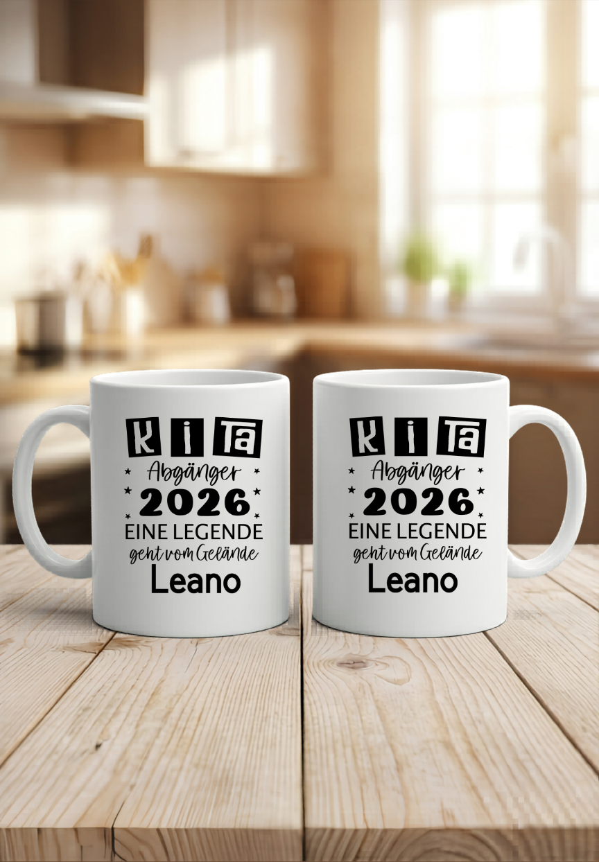 Personalisierte Tasse Schulkind 2026, Geschenkidee Einschulung Junge Mädchen, Becher mit Namen Schultüte, Kita Abschied Keramik