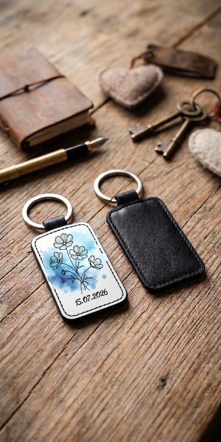 Geburtsblume Schlüsselanhänger Personalisierbar Geschenk mit Name Datum