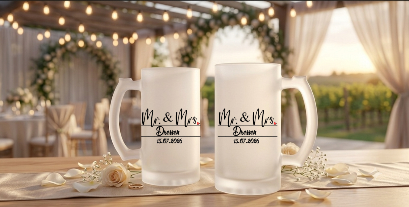Personalisiertes Bierglas Mr & Mr Hochzeitsgeschenk Biersumpf Krug