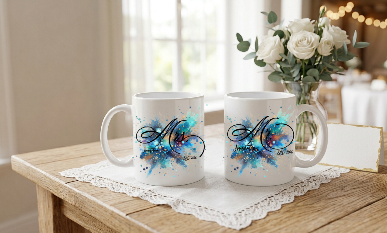 Tasse Hochzeit Bunt Personalisiert Special Color Edition Geschenk Mr Mrs Name Hochzeitsdatum Kaffeetasse Partner Pärchen Geschenkidee