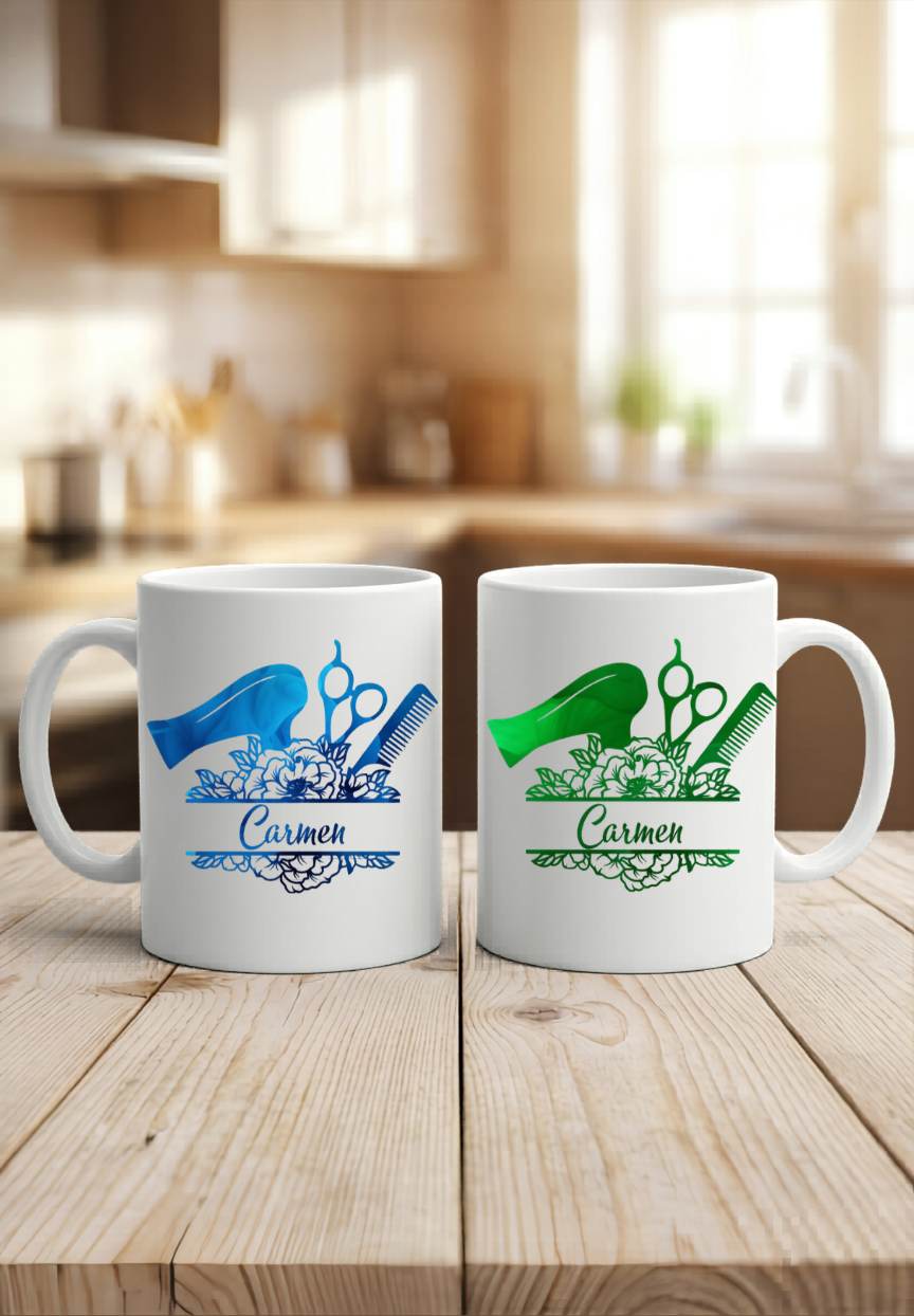 Personalisiert Friseur Tasse mit Name Geschenk Friseurin Friseursalon