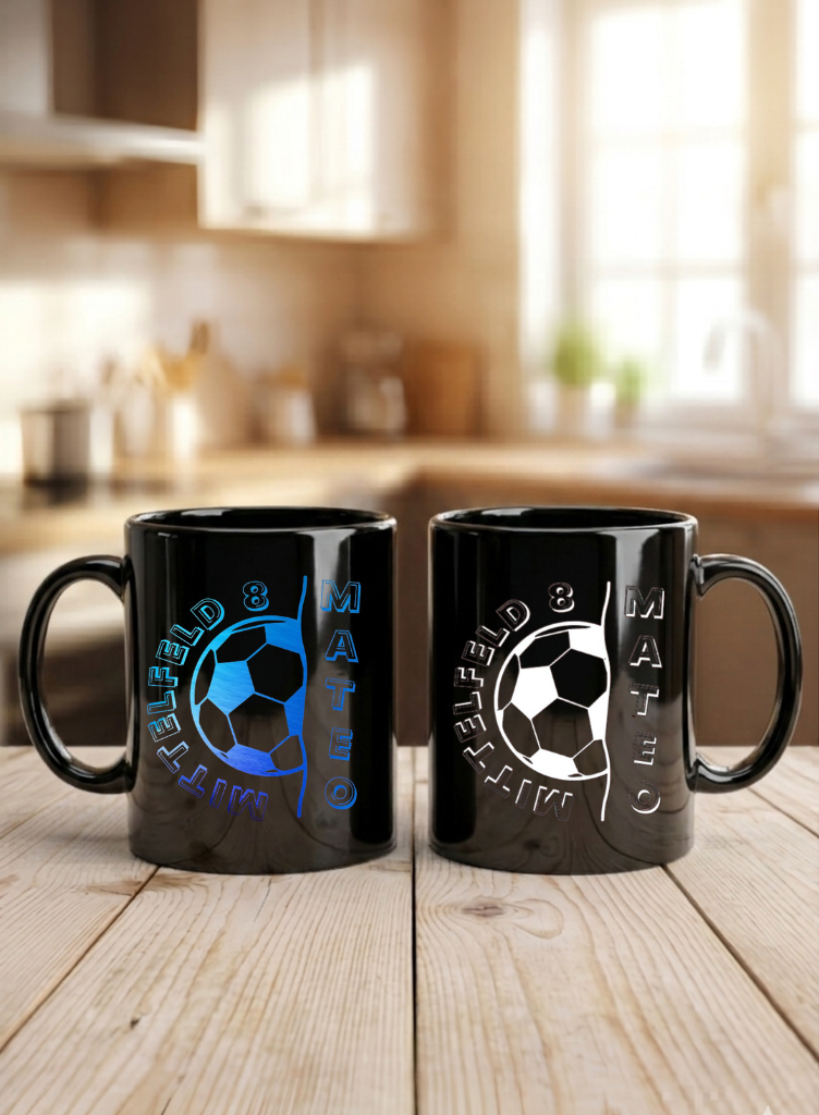 Personalisiertes Fussball Tasse Geschenk Name Rückennummer Nummer