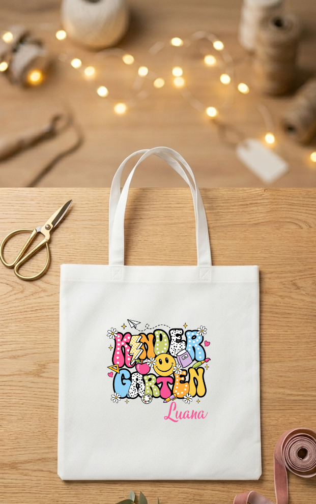 Kindergartentasche mit Name Geschenk Kita Start Beutel Kinder Stoffbeutel Personalisierbar Geschenkidee Geburtstag Junge Mädchen Kitabeutel