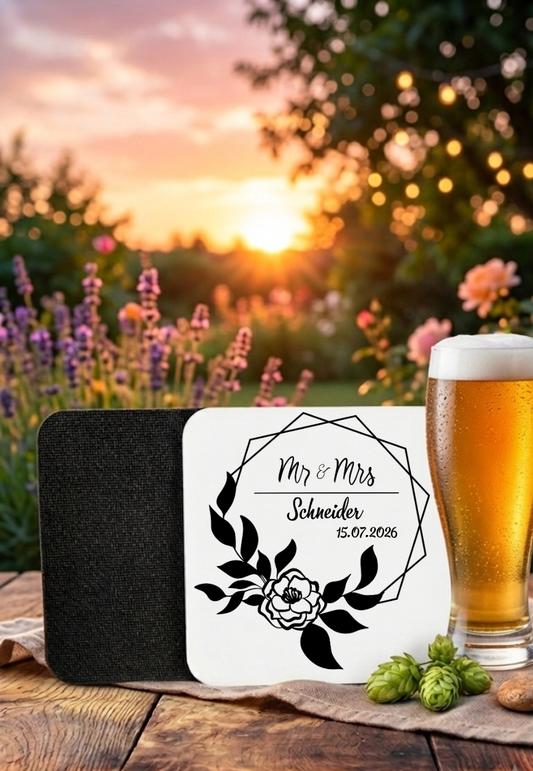 Untersetzer Personalisiert Hochzeit Geschenk Mr Mrs Glasuntersetzer Datum