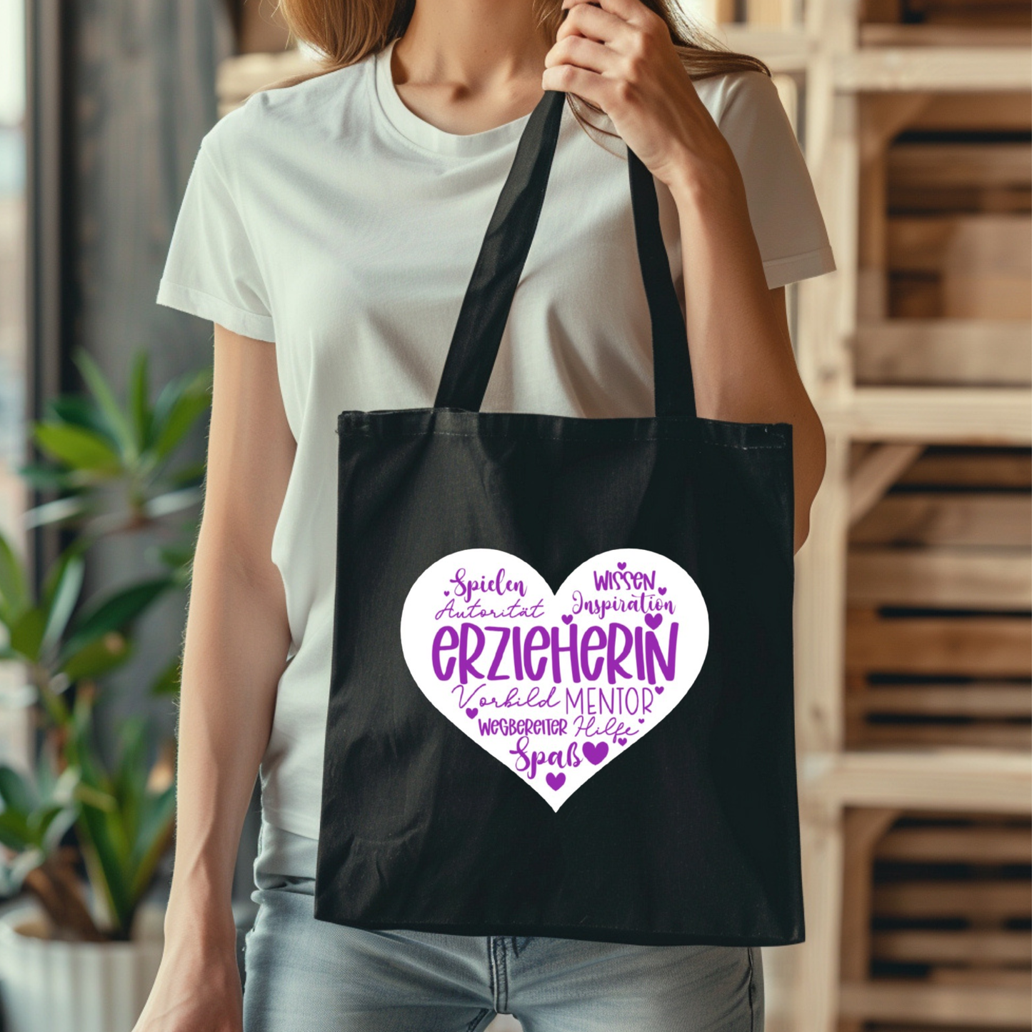 Erzieherin Geschenk Danke, Baumwolltasche Abschied Kindergarten, Jutebeutel Lieblingserzieherin, Stofftasche Danke sagen natur