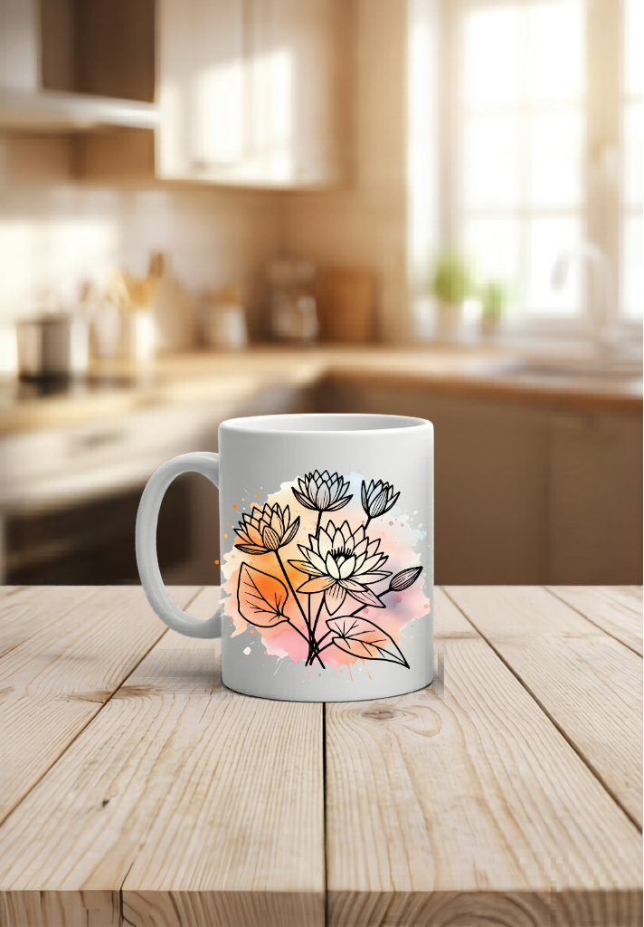 Geburtsblumen Tasse Color Personalisierte Geschenkidee Keramiktasse Blume