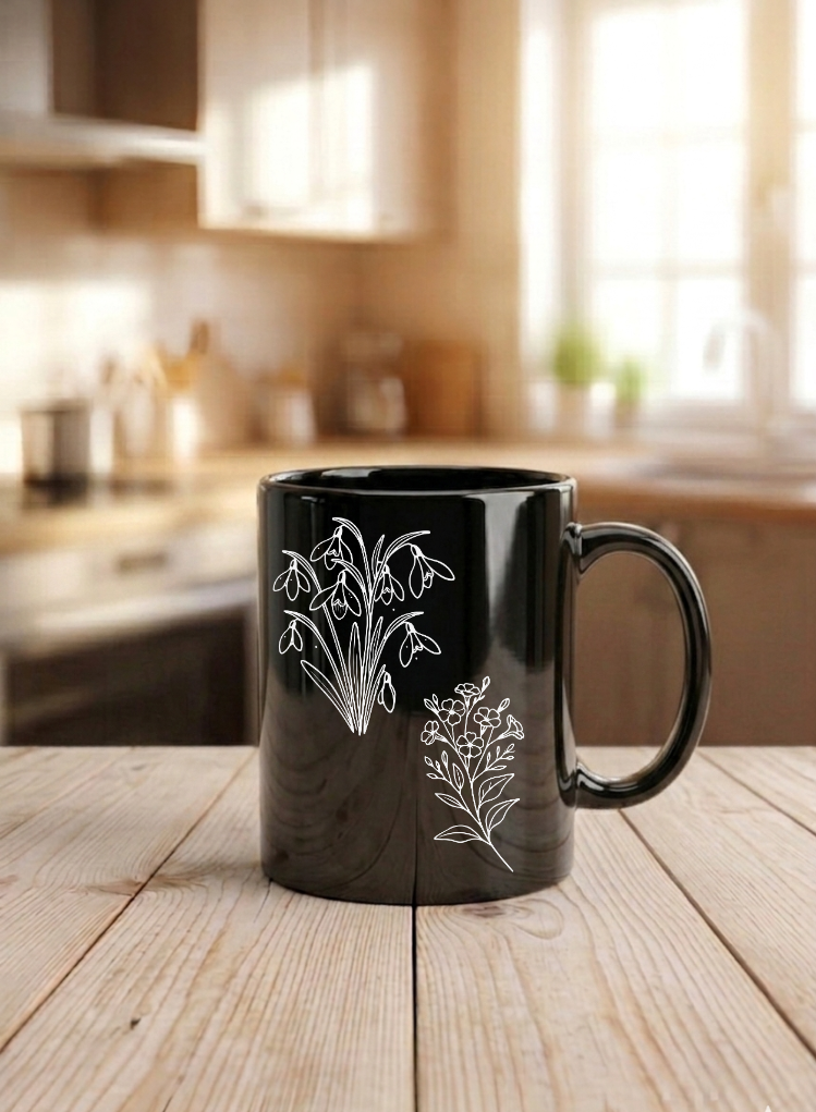 Geburtsblumen Tasse Personalisiert Geschenk Keramiktasse Blumen