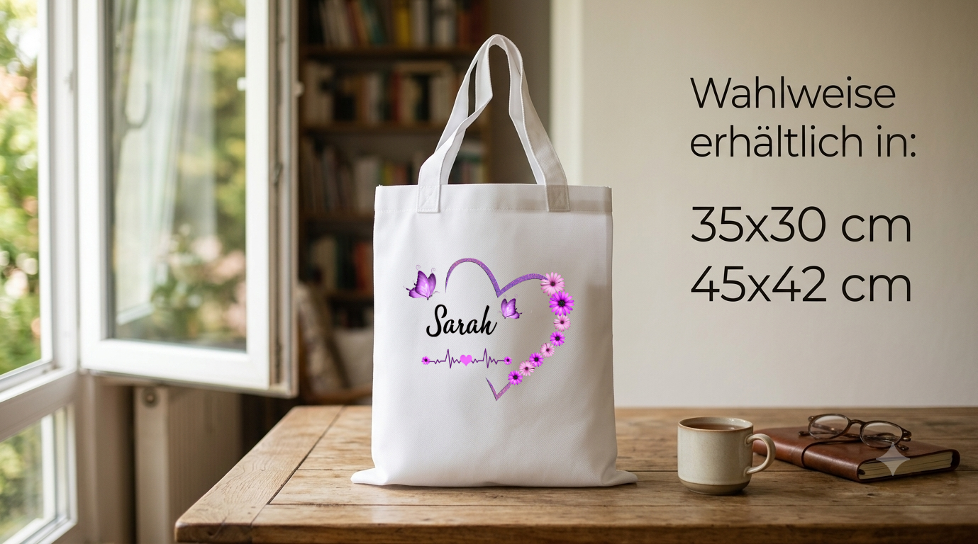 Einkaufstasche Personalisiert Name Herz Schmetterling Geschenk Frau