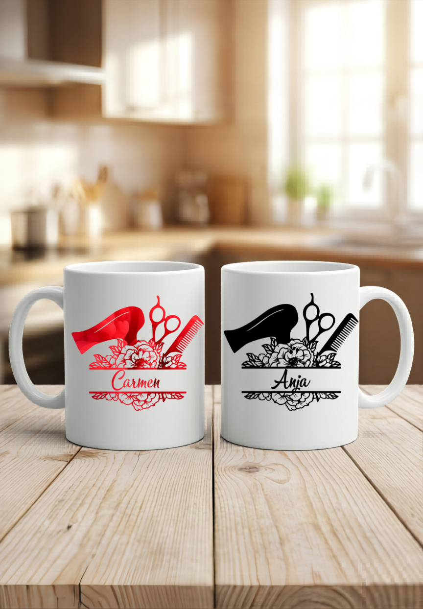 Personalisiert Friseur Tasse mit Name Geschenk Friseurin Friseursalon