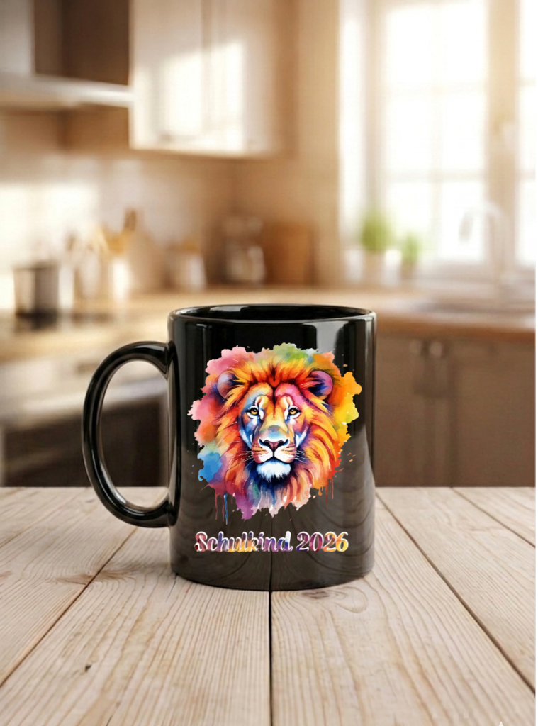 Tasse Schulkind Löwe Personalisiert Einschulung Geschenk Name Bunt 2026
