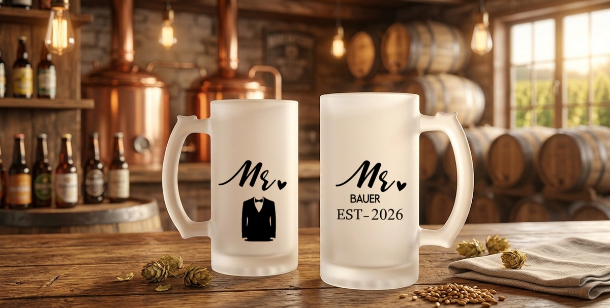 Bierkrug Hochzeit Personalisierbar Mr Mrs Geschenk Brautpaar Name Jahr