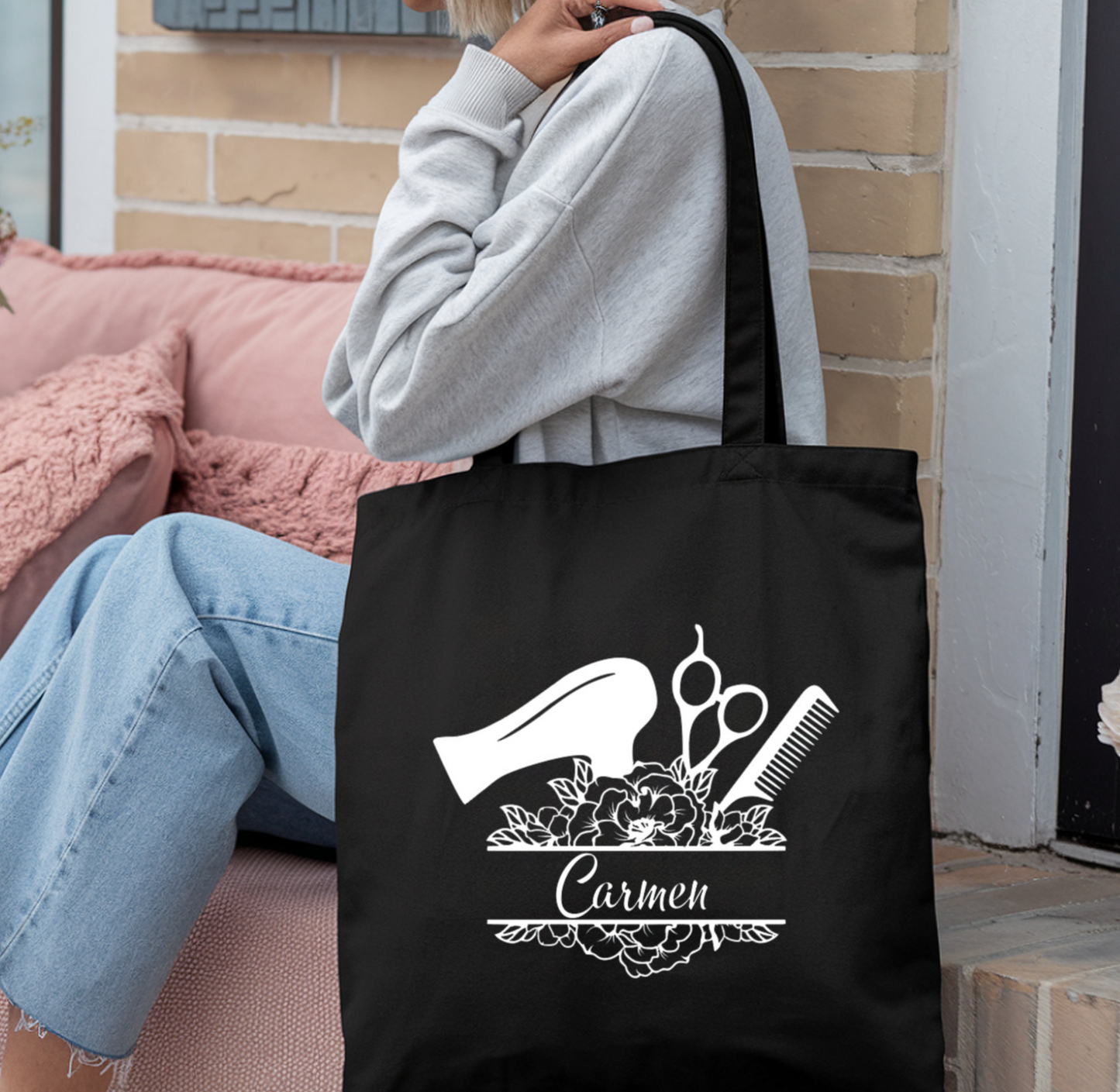 Friseur Tasche personalisiert Name, Baumwolltasche Friseurin Geschenk, Jutebeutel Friseurmeister, Friseur Danke Geschenk, Friseurin Geschenk