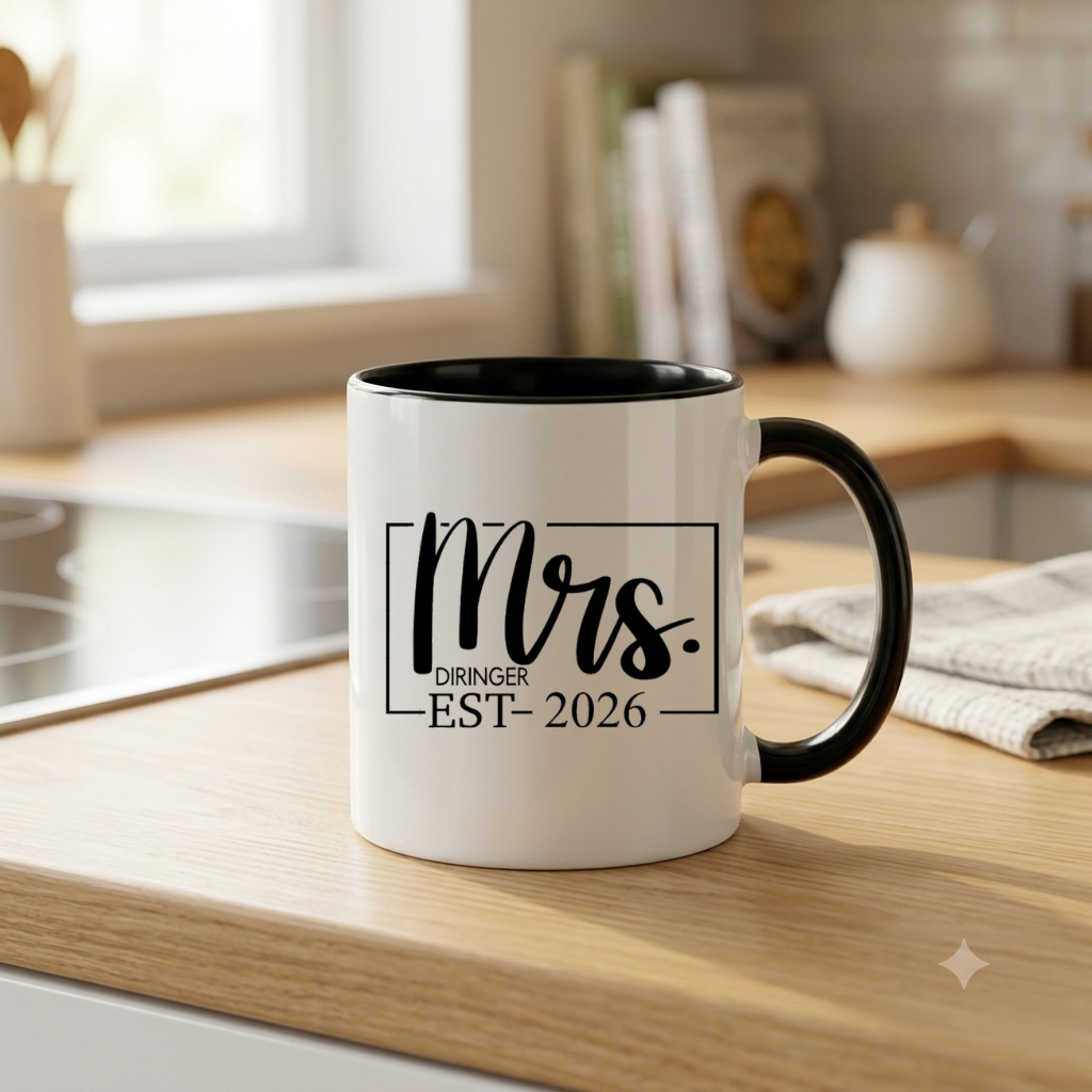 Mr und Mrs Tasse personalisiert Hochzeitsgeschenk Tassenset Partner Hochzeit Kaffeetasse mit Namen Datum schwarz weiß Geschenk für Paare