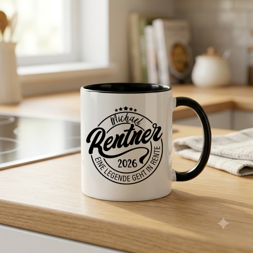 Tasse Rentner 2026 Geschenk Ruhestand Personalisiert Name Kaffeetasse Rente Abschied Kollege Keramiktasse Spruch Geschenkidee Pensionierung