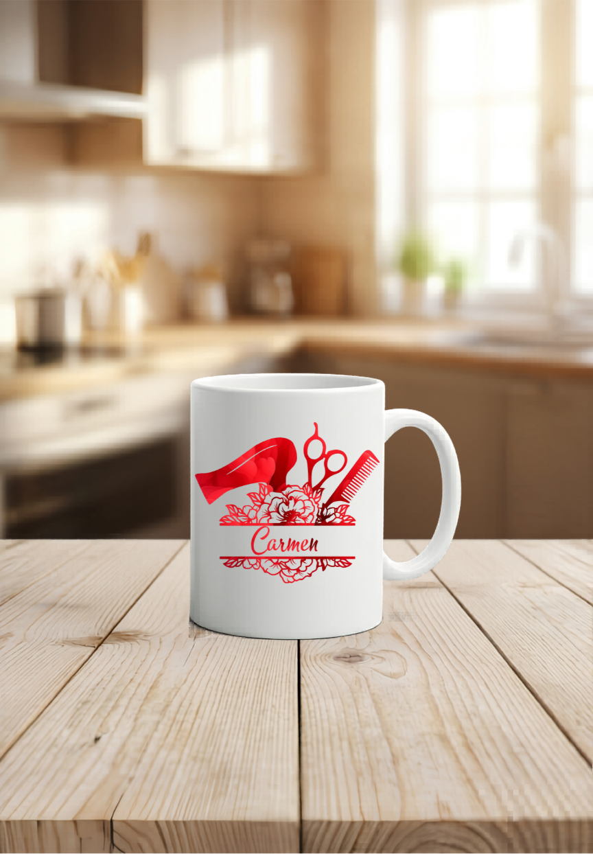 Personalisiert Friseur Tasse mit Name Geschenk Friseurin Friseursalon