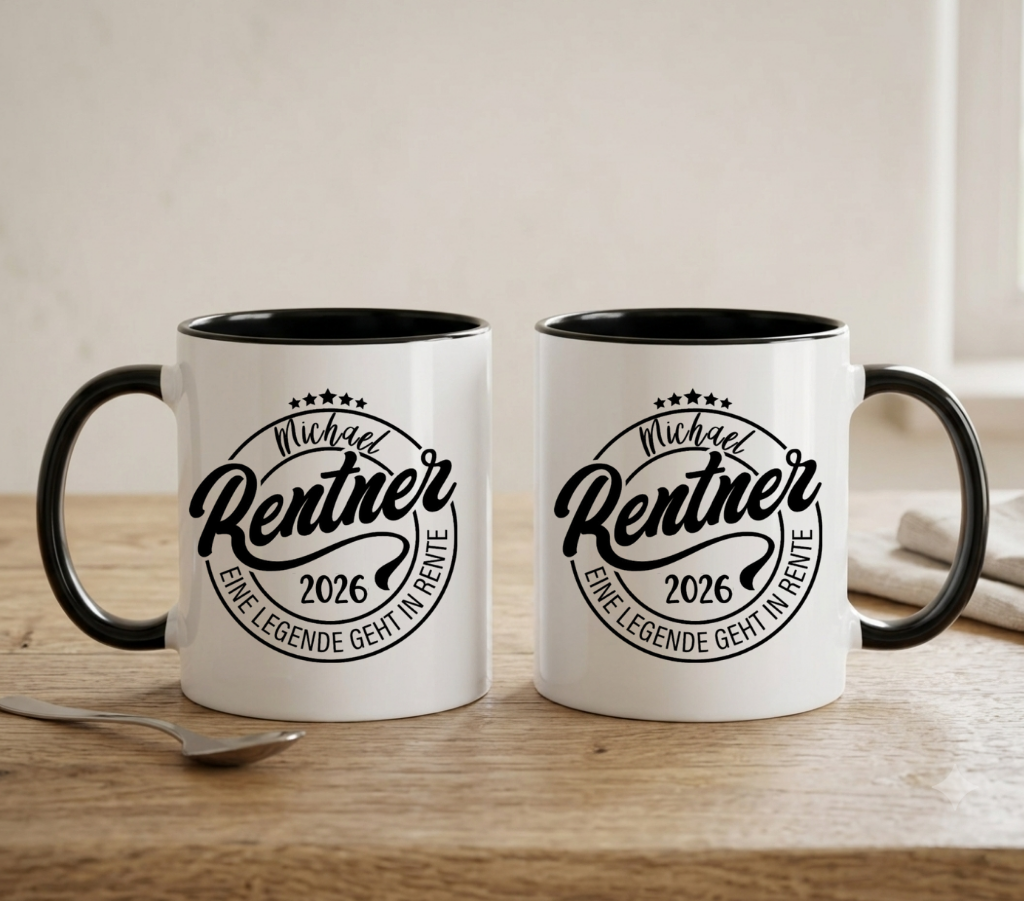 Tasse Rentner 2026 Geschenk Ruhestand Personalisiert Name Kaffeetasse Rente Abschied Kollege Keramiktasse Spruch Geschenkidee Pensionierung
