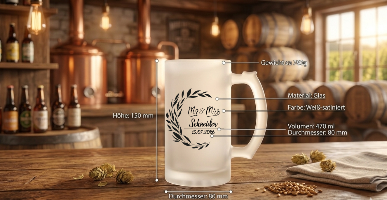 Bierkrug Personalisiert Hochzeit Geschenk Mr Mrs Bierglas Name Datum
