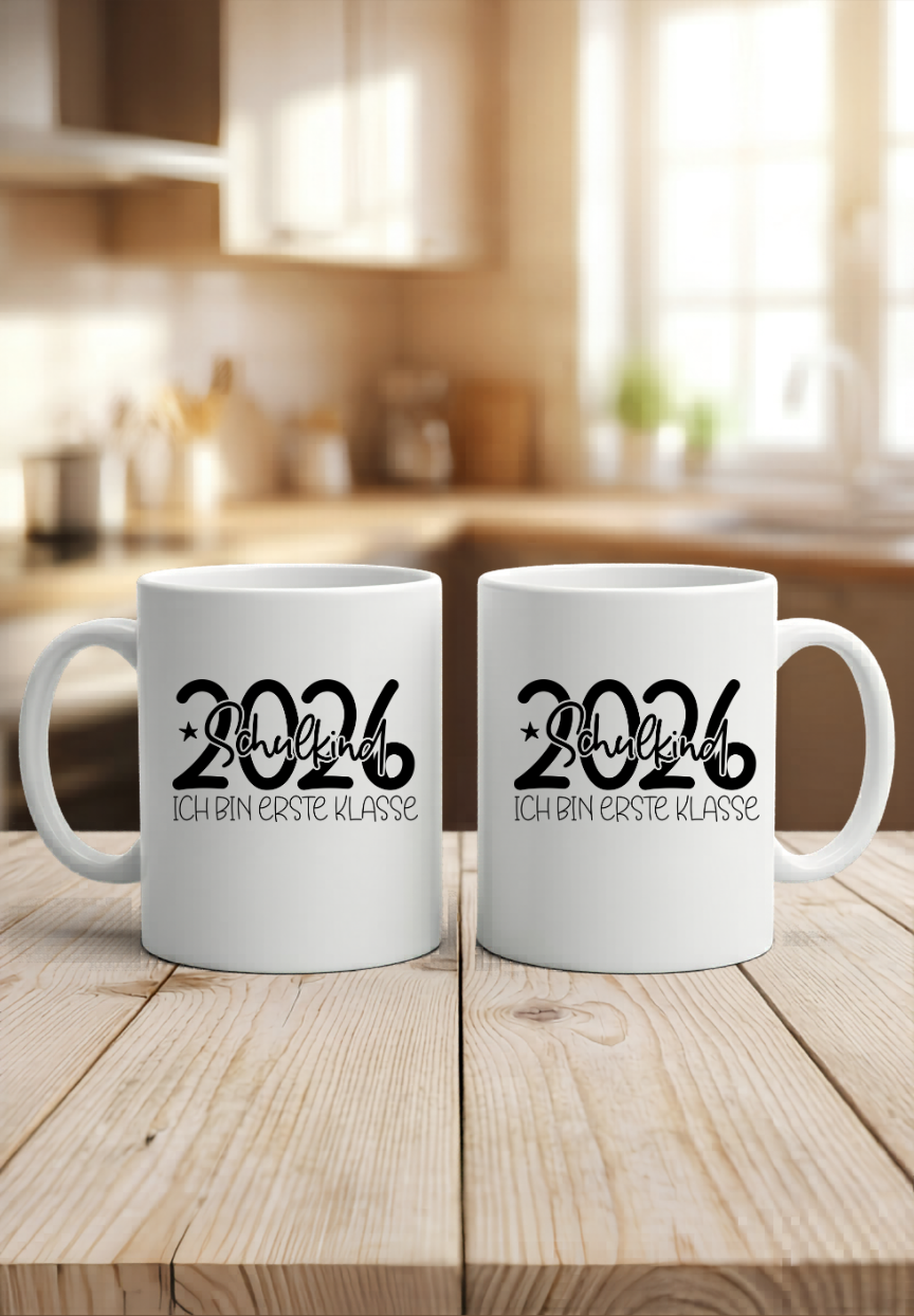 Personalisierte Tasse Schulkind 2026, Geschenkidee Einschulung Junge Mädchen, Becher mit Namen Schultüte, Kita Abschied Keramik