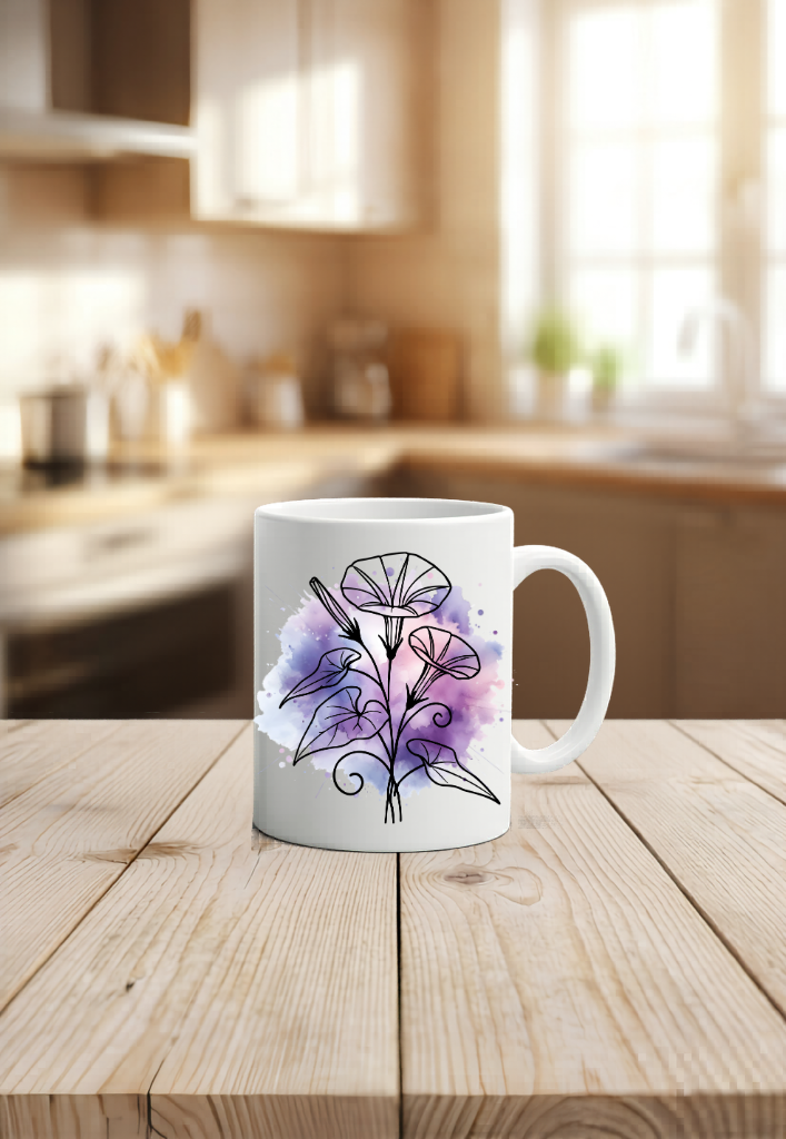 Geburtsblumen Tasse Color Personalisierte Geschenkidee Keramiktasse Blume