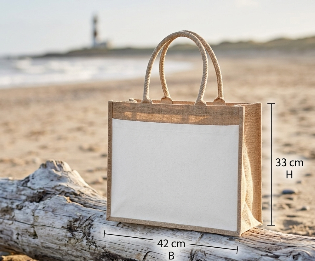 Jutetasche Strandkind mit Herz am Meer Strandtasche Shopper Geschenk