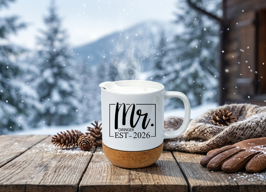 Korktasse Hochzeit Mr Mrs personalisiert Geschenk Brautpaar Kaffeetasse mit Kork Name Datum Hochzeitsgeschenk Tasse Partner Vintage