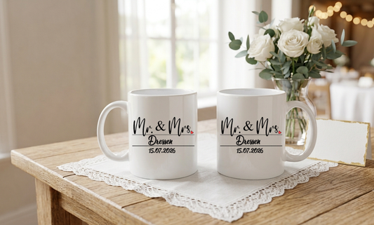 Hochzeitstasse personalisiert Mr Mrs Tasse mit Name Datum Geschenk Hochzeit
