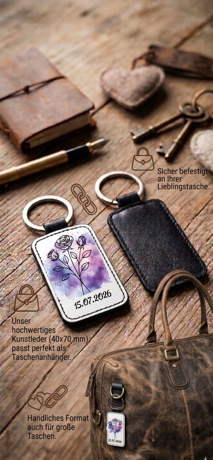 Geburtsblume Schlüsselanhänger Personalisierbar Geschenk mit Name Datum