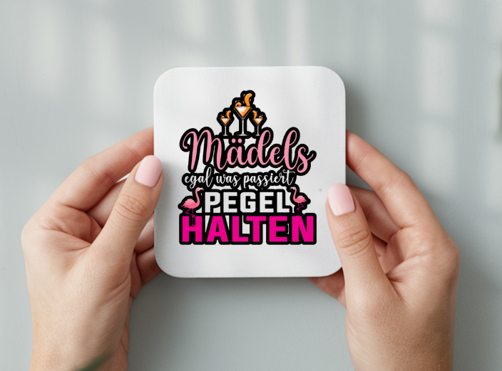 Mädels Pegel halten Untersetzer, Glasuntersetzer Mädelsabend Lustig, JGA Team Braut Diga, Mallorca Party Deko Geschenk Freundin