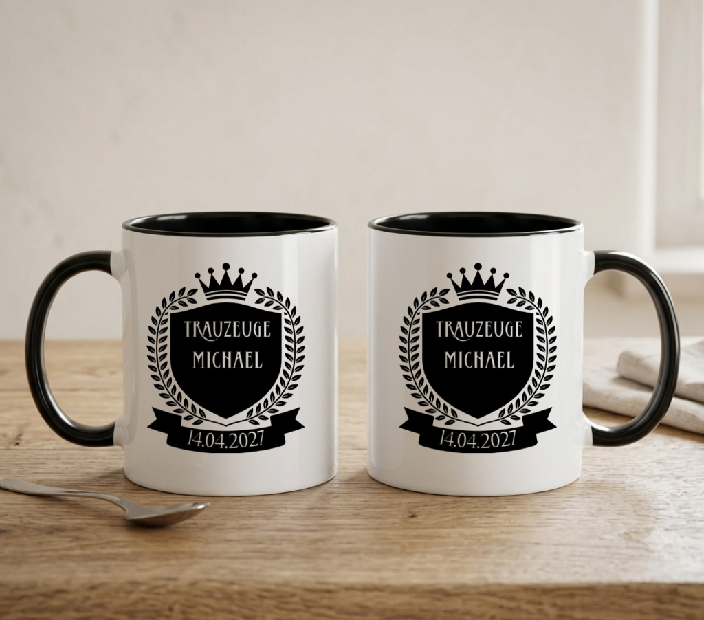 Trauzeuge Tasse Personalisiert Name Datum Geschenk Hochzeit Trauzeugen Frage Wappen Kaffeetasse Keramik Männer Bester Freund Deko Schwarz
