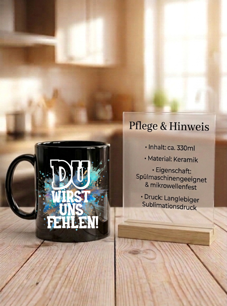 Abschiedsgeschenk Kollege Tasse Du wirst uns fehlen Lustig Rente Jobwechsel