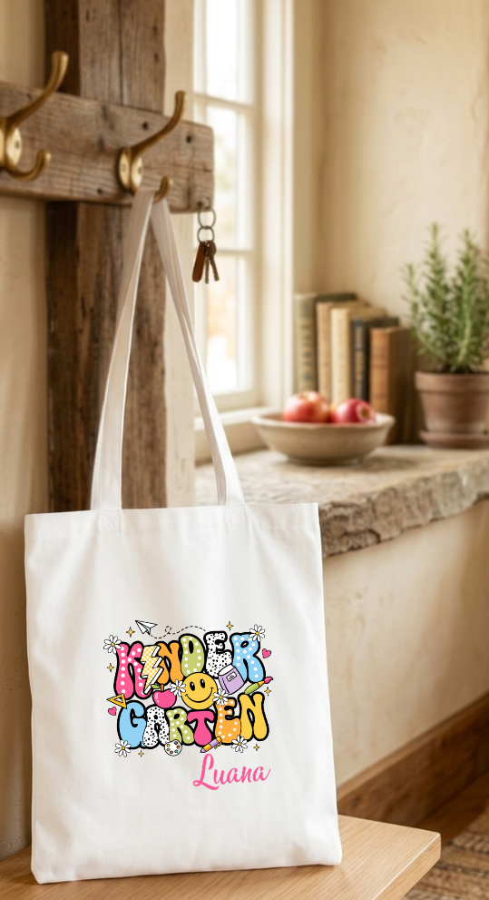 Kindergartentasche mit Name Geschenk Kita Start Beutel Kinder Stoffbeutel Personalisierbar Geschenkidee Geburtstag Junge Mädchen Kitabeutel