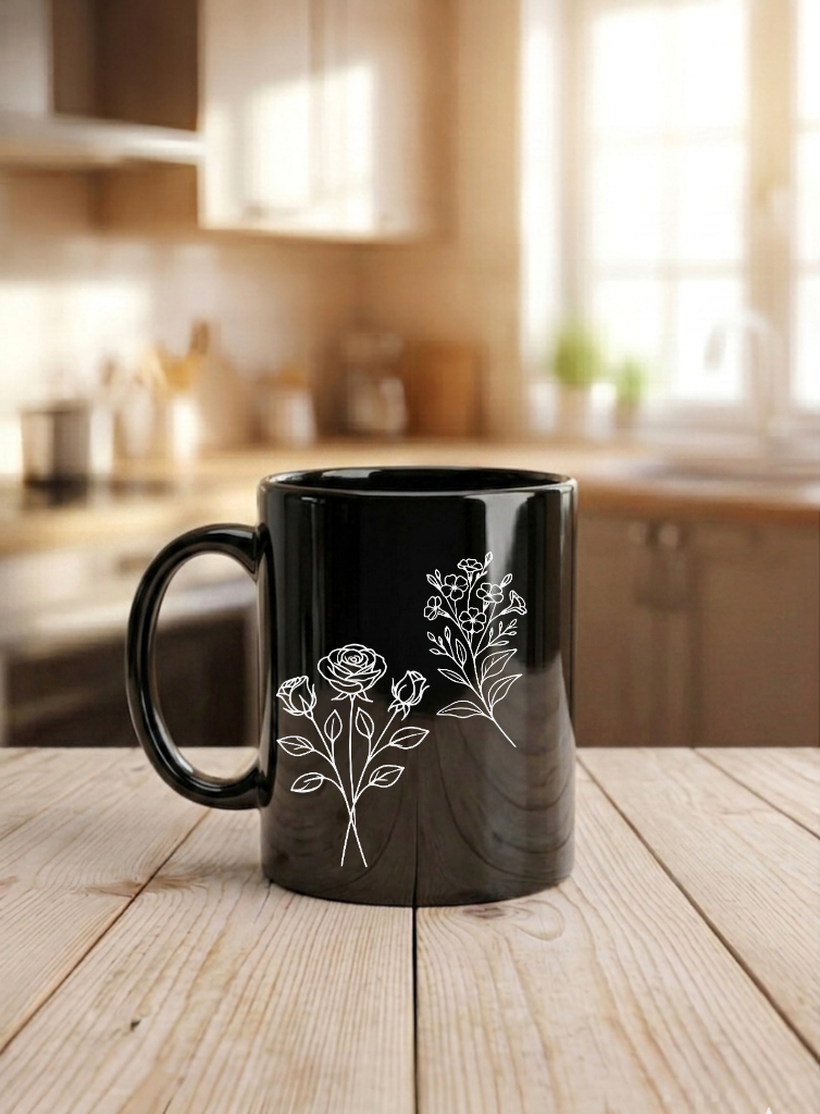 Geburtsblumen Tasse Personalisiert Geschenk Keramiktasse Blumen