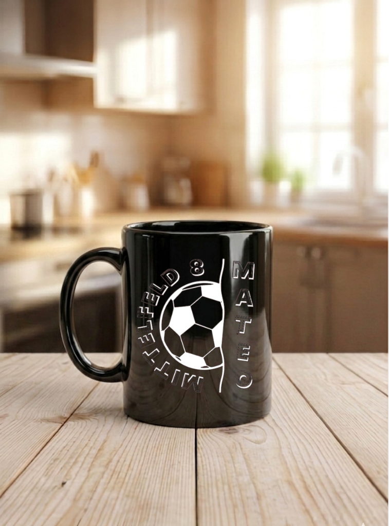 Personalisiertes Fussball Tasse Geschenk Name Rückennummer Nummer