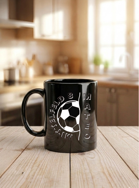 Personalisiertes Fussball Tasse Geschenk Name Rückennummer Nummer