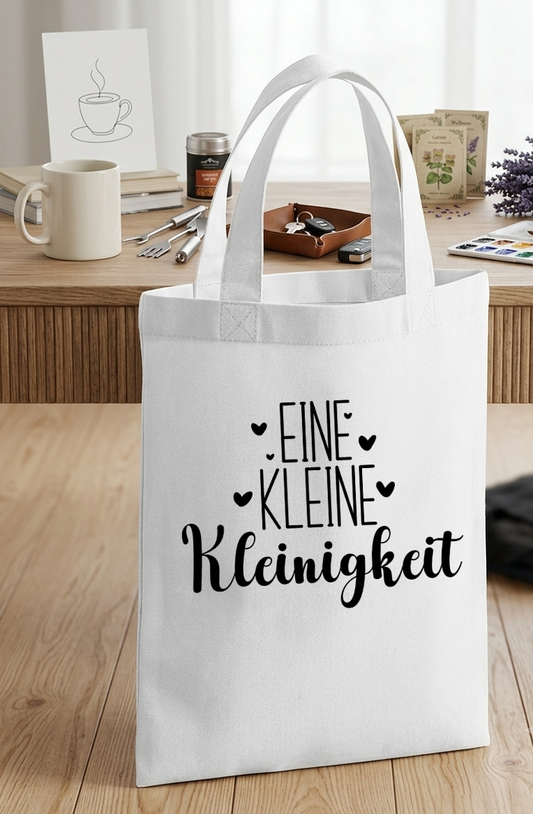 Kleine Geschenktasche Baumwolle, Mini Jutebeutel Danke sagen, Mitbringsel Verpackung Kleinigkeit für dich, Stoffbeutel Gastgeschenk weiß