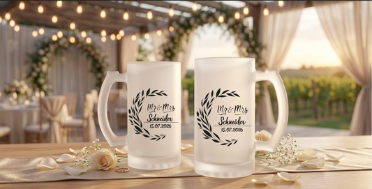 Bierkrug Personalisiert Hochzeit Geschenk Mr Mrs Bierglas Name Datum
