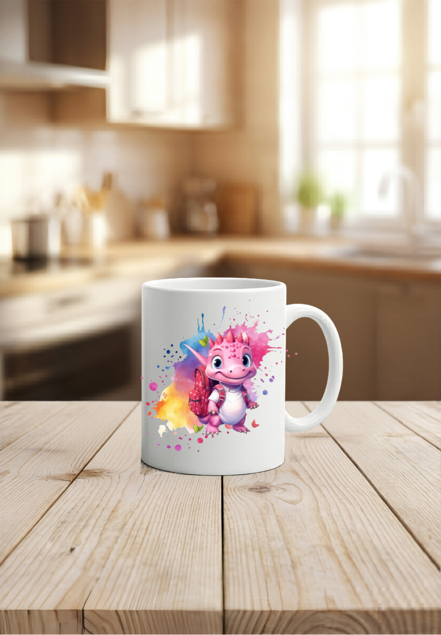 Schulkind 2026 Tasse personalisiert Name, Dino Drache Kaffeetasse Einschulung, Geschenk Schultüte Junge Mädchen, Keramiktasse bunt