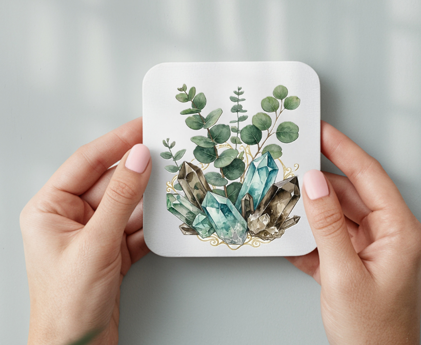 Untersetzer Gläser Botanik Kristall Set 4er 6er Geschenk Natur Deko Tisch