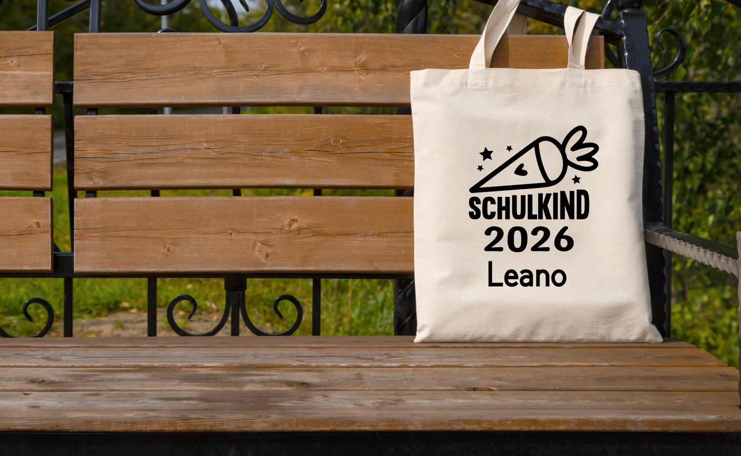 Schulkind 2026 Stofftasche personalisiert, Jutebeutel Einschulung Name, Kita Abgänger Tasche Geschenktüte, Baumwolltasche Schultüte