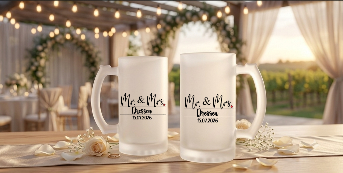 Personalisiertes Bierglas Mr & Mr Hochzeitsgeschenk Biersumpf Krug