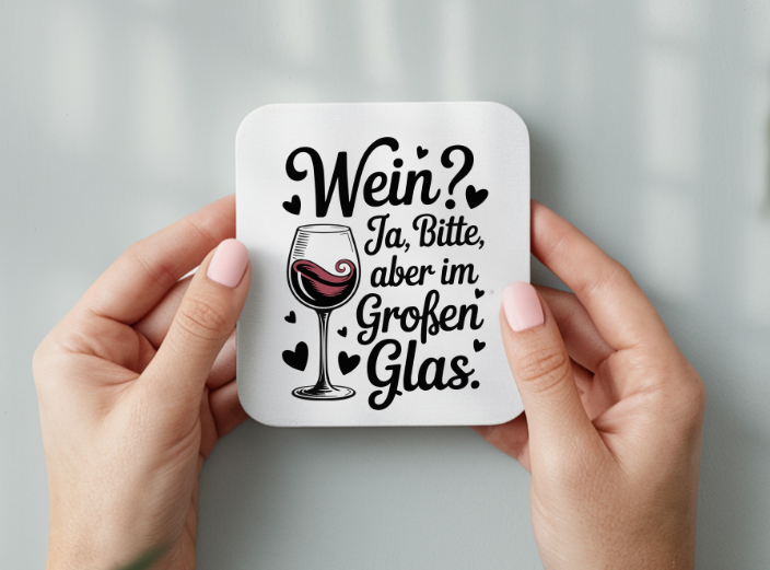 Glasuntersetzer rutschfest, Wein Deko Geschenk, Untersetzer mit Glitzereffekt, Geschenk zum Einzug, Wein Mitbringsel, Tischdeko Glas