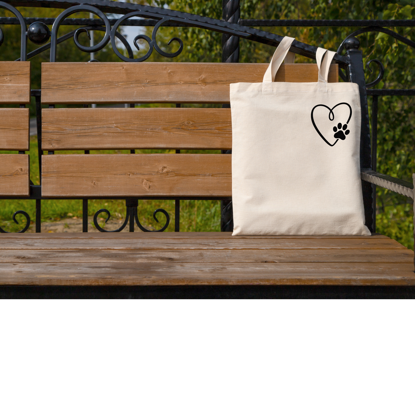 Hundepfote Herz Stofftasche, Jutebeutel Hundemotiv Geschenk, Baumwolltasche Pfotenliebe, Hundebesitzer Tasche schwarz weiß natural