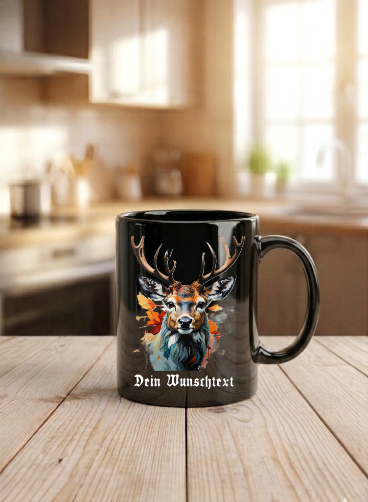 Tasse Hirsch Personalisiert Name Jagd Revier Geschenk Jäger Natur Kaffeetasse