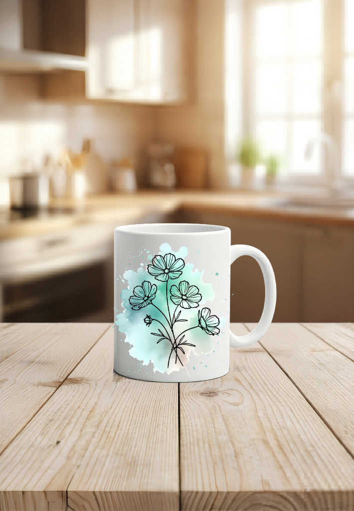 Geburtsblumen Tasse Color Personalisierte Geschenkidee Keramiktasse Blume