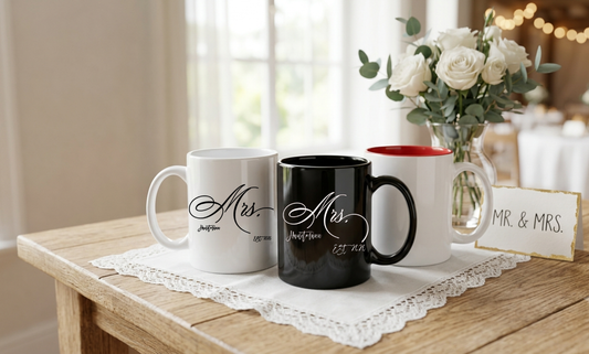 Tasse Hochzeit Personalisiert Mr Mrs Geschenk Hochzeitsdatum Name Pärchen Tasse Bunt Schwarz Weiss Kaffeetasse Partner Geschenkidee