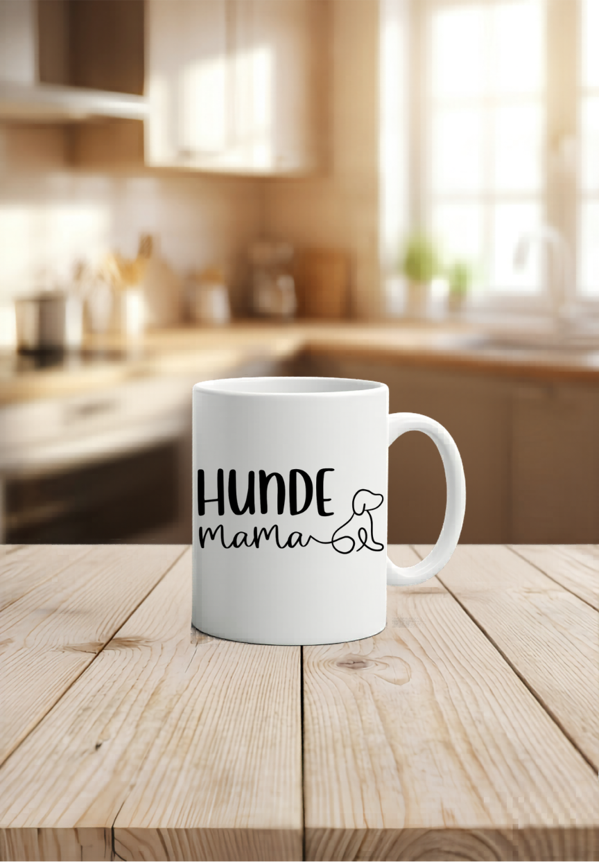 Personalisierte Tasse Hundemama mit Namen | Geschenk für Hundebesitzer & Hundeliebhaber | Kaffeetasse Hunderasse Outline minimalistisch