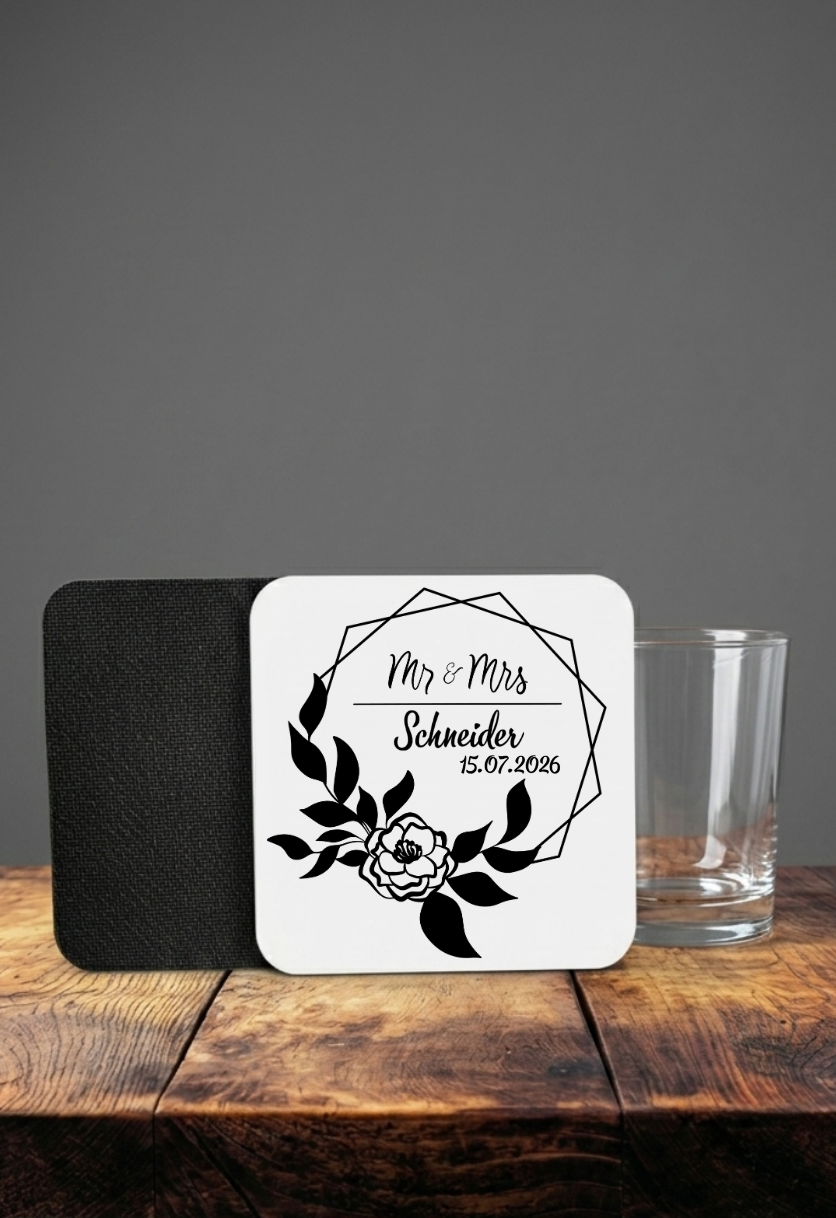 Untersetzer Personalisiert Hochzeit Geschenk Mr Mrs Glasuntersetzer Datum