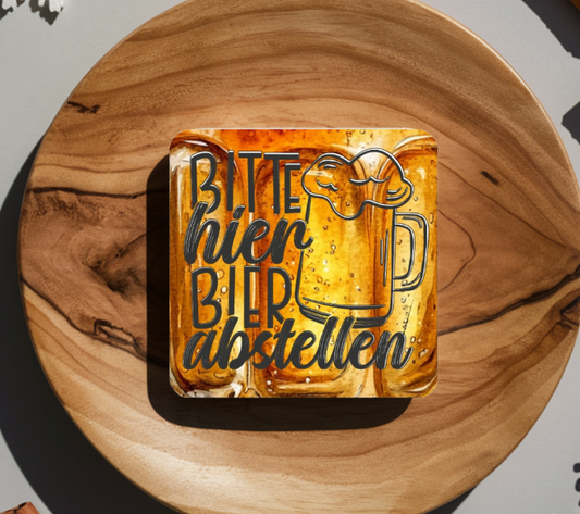 Bier Untersetzer rutschfest, Geschenk für Papa, Männerabend Deko, Glasuntersetzer Schrift weiß schwarz, Hausbar Zubehör, Bierdeckel