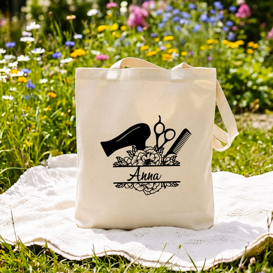 Friseur Tasche personalisiert Name, Baumwolltasche Friseurin Geschenk, Jutebeutel Friseurmeister, Friseur Danke Geschenk, Friseurin Geschenk