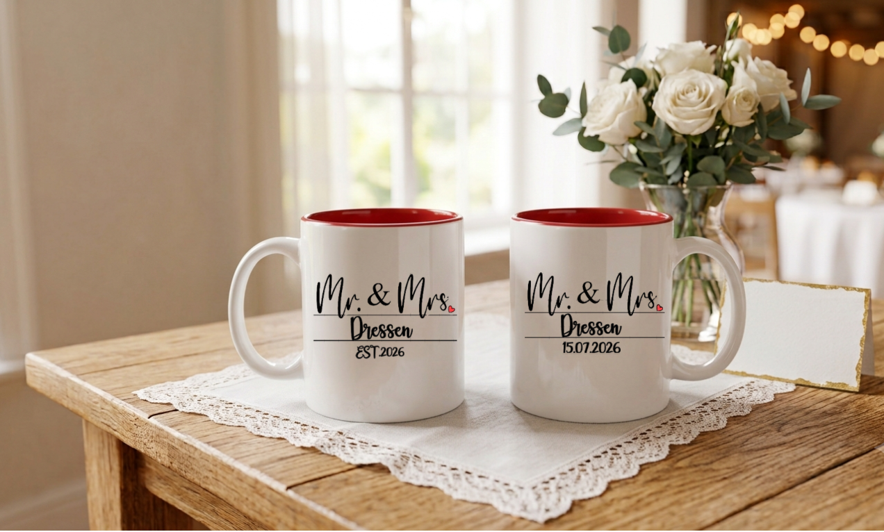 Hochzeitstasse personalisiert Mr Mrs Tasse mit Name Datum Geschenk Hochzeit